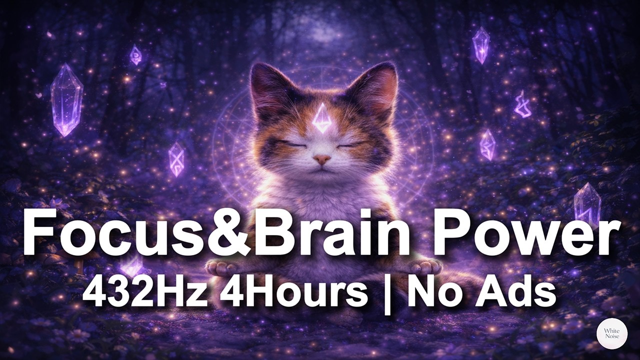 [White Noise] 432Hz Noise for focus and brain power 4Hours No Ads