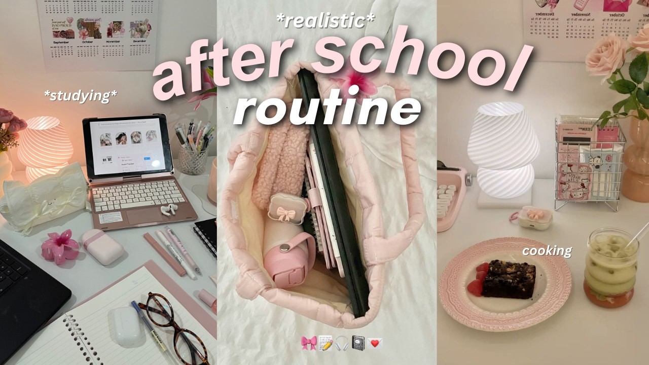 *realistic* AFTER SCHOOL ROUTINE 📝🎀|| productive, homework, studying, cozy night routine