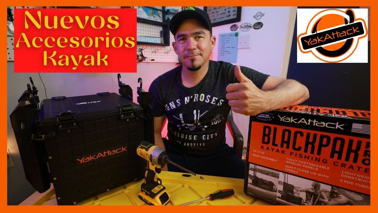 Excelentes accesorios para pesca en Kayak Caja BLACKPAKPRO y Bandera, YakAttack [ESPAÑOL]