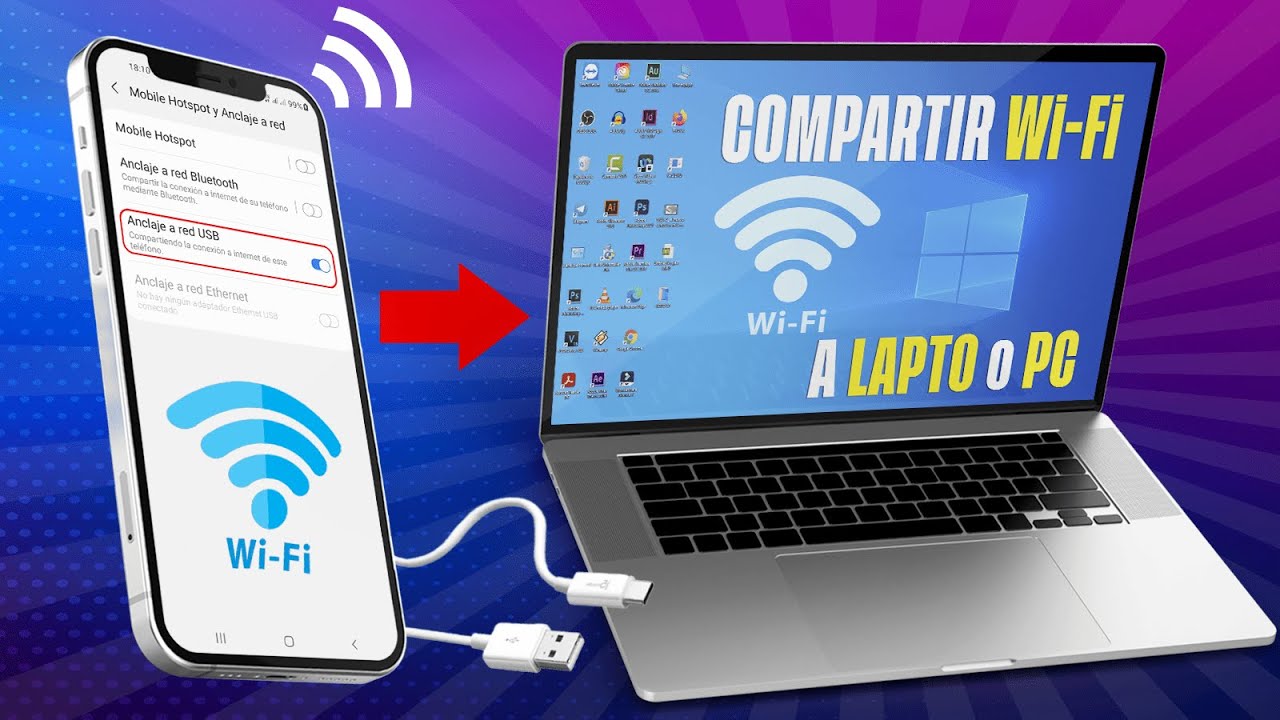 C&oacute;mo compartir wifi desde mi celular a la Pc o Laptop | Con cable USB