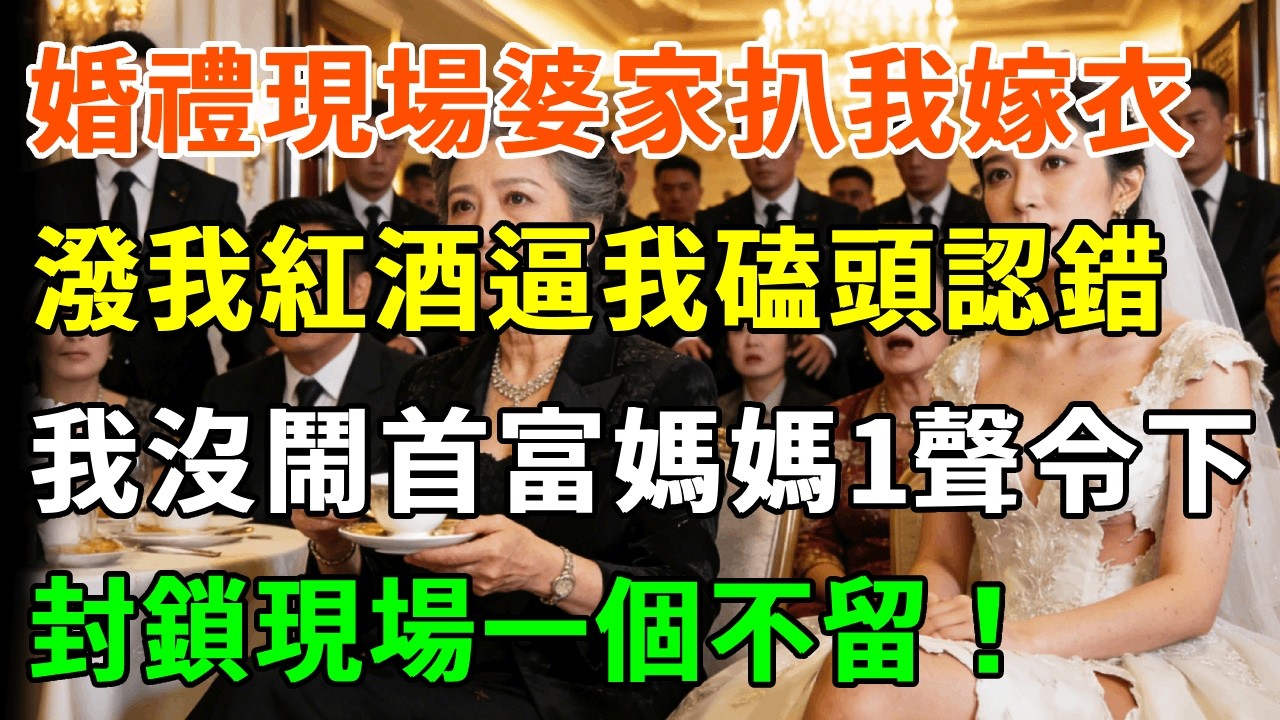 婚禮現場婆家扒光我嫁衣，潑我紅酒逼我磕頭認錯：窮酸貨配不上我兒子！我沒鬧，首富媽媽一聲令下，封鎖現場一個不留！#詩涵講故事#為人處世#生活經驗#情感故事#晚年哲理#說故事#完結文#原創故事
