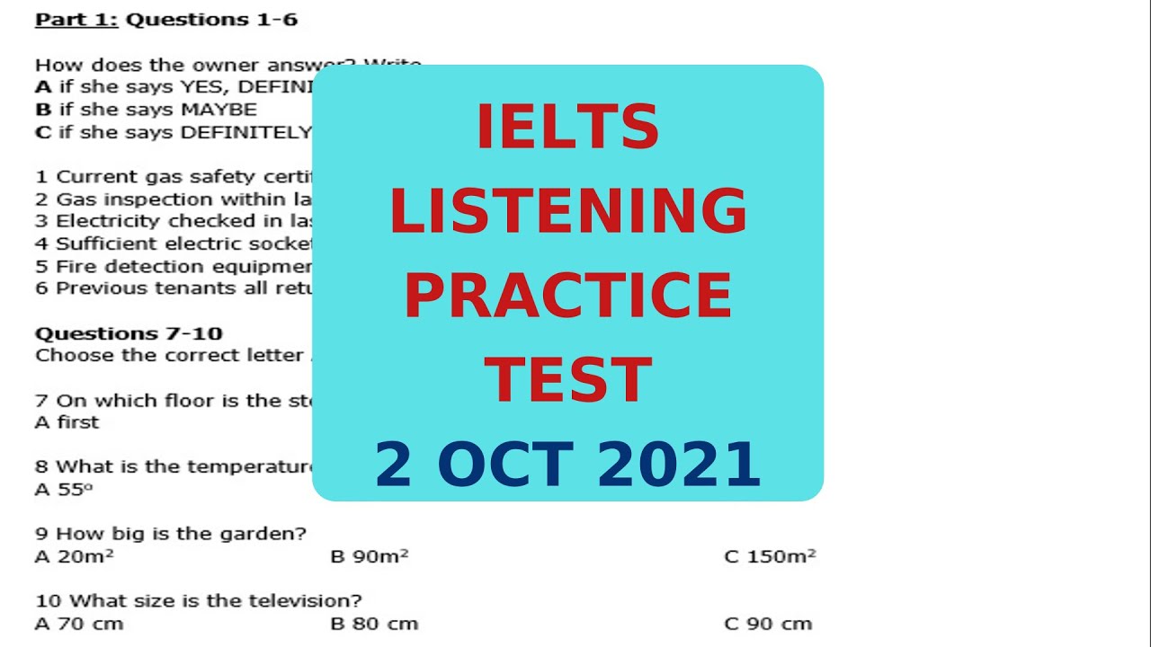 IELTS LISTENING PRACTICE TEST 2 OCT 2021