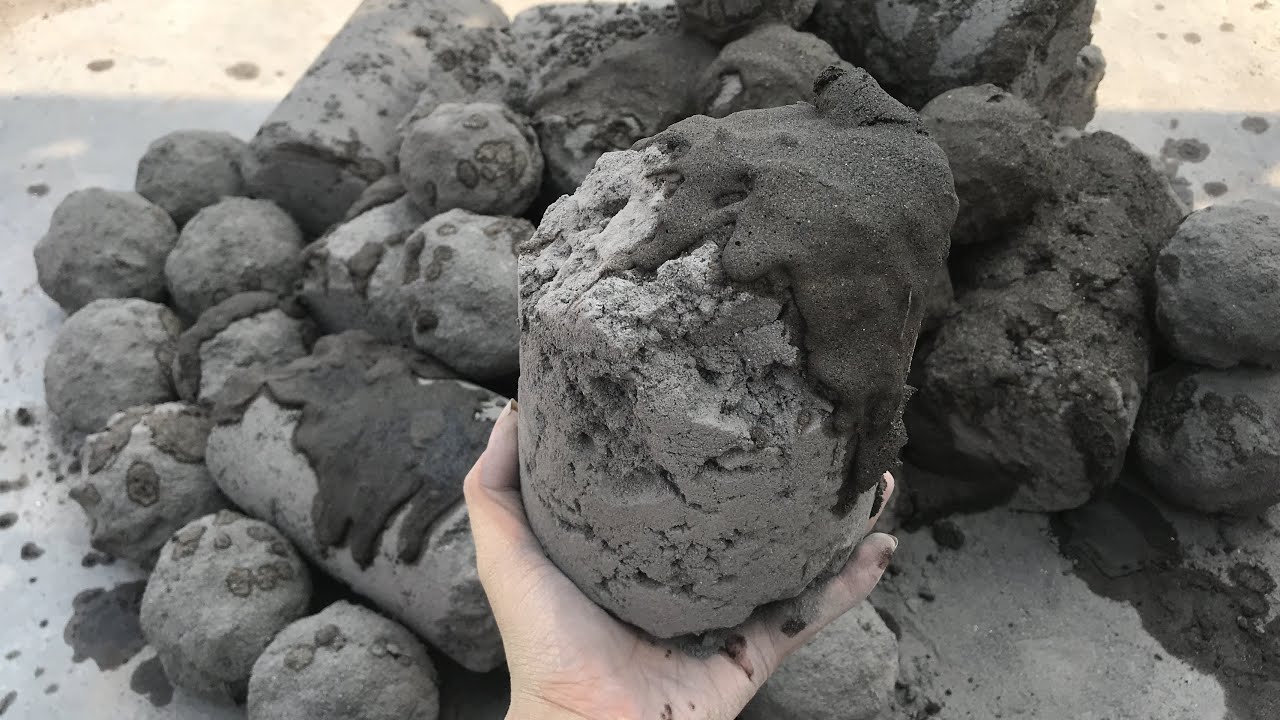 New crumbling video of black sand dry floor/clay pot/water clay pot crumbling satisfying 🔥