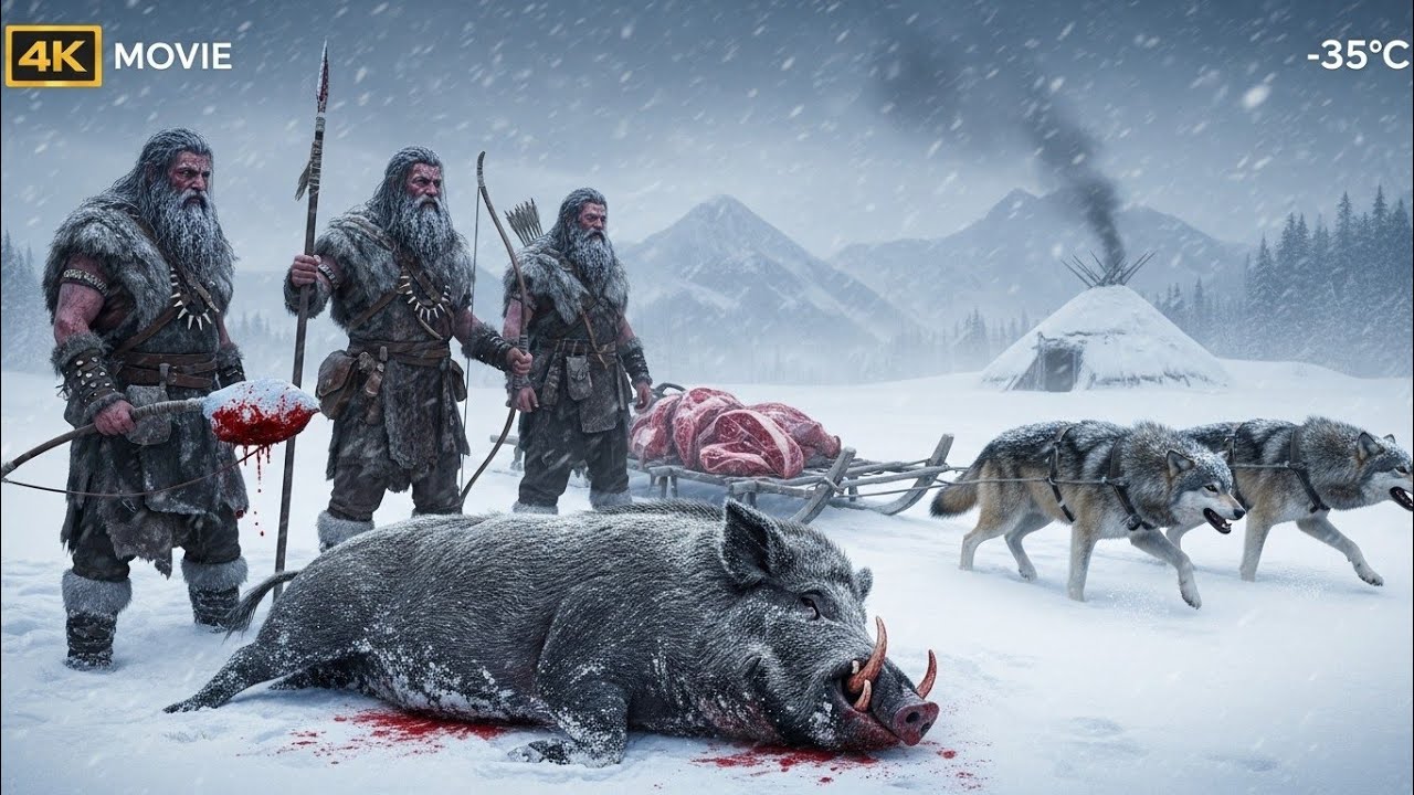 Life at -35°C ❄️ Ancient Hunters Hunt Wild Pig & Travel with Wolves | Ice Age Survival