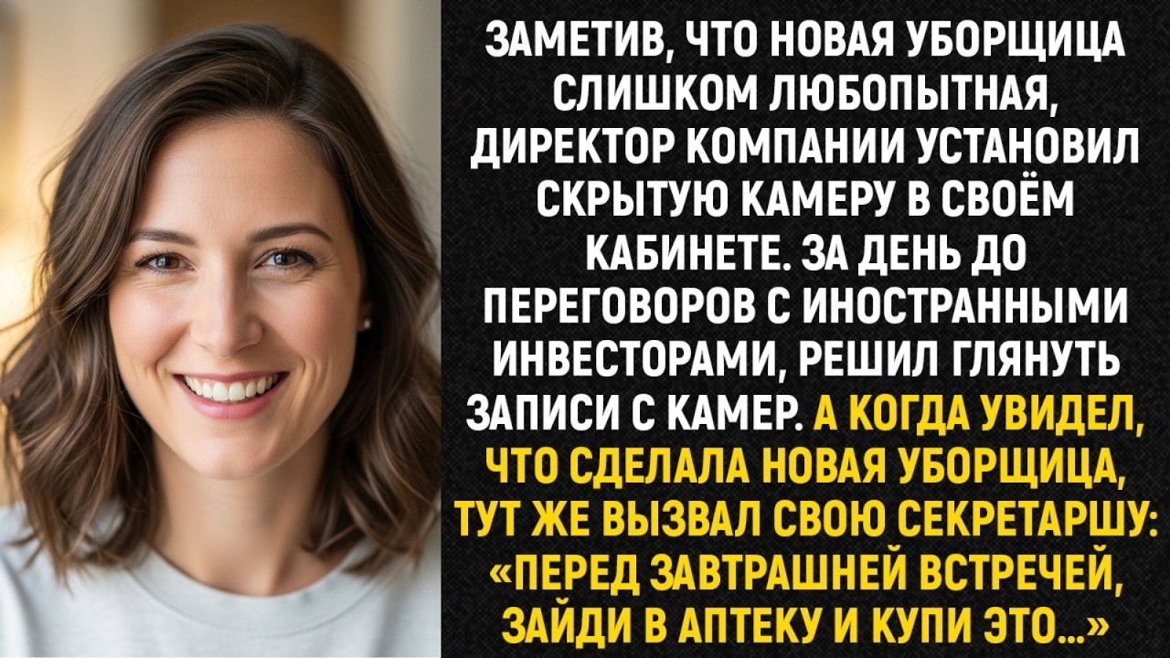 Заметив, что новая уборщица слишком любопытная, директор компании установил скрытую камеру...