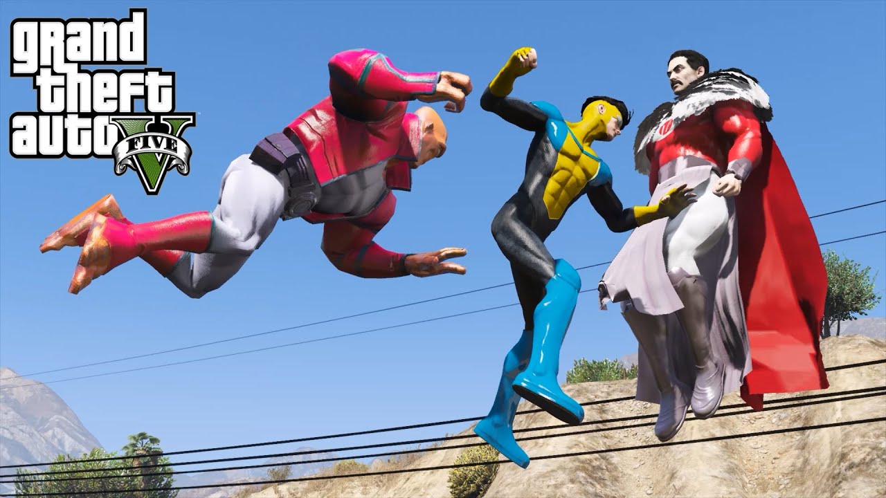INVINCIBLE (MARK GRAYSON) & ALLEN THE ALIEN VS THRAGG IN GTA 5 - INVINCIBLE