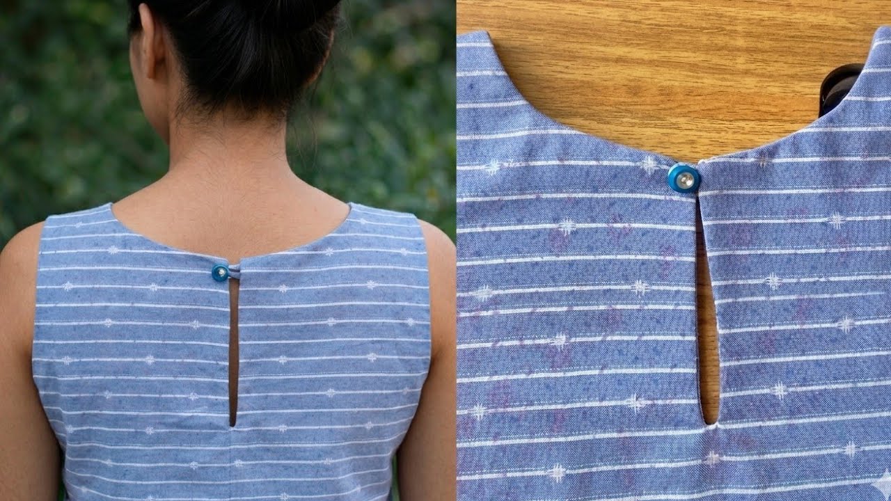 How to cut and sew a back neckline with notch & button loop. Sewing Tips and Tricks 