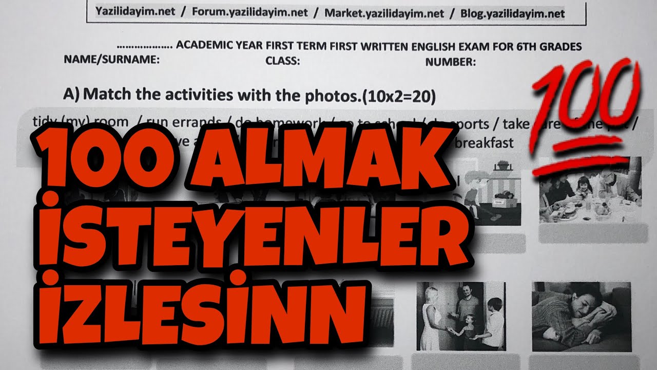 6.Sınıf İngilizce 1.Dönem 1.Yazılı