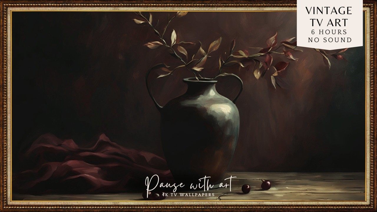 Vintage Frame TV Art Moody Still Life Flowers for Decor Screensaver | Moody Oil Painting Flowers