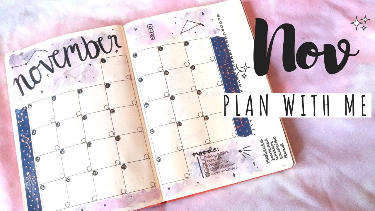 Plan With Me - November 2018 | Stars Theme Bullet Journal Spreads