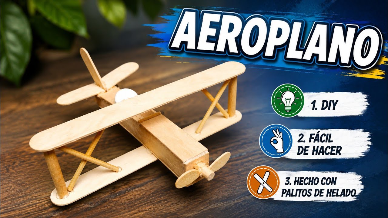 AVIÓN hecho con palitos de helado - PLANE made with ice cream sticks