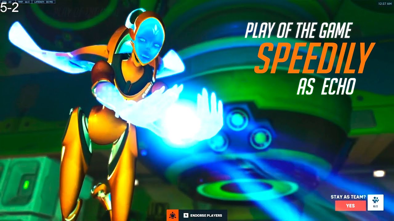 WHAT TOP 500 ECHO LOOKS LIKE - SPEEDILY! POTG! [ OVERWATCH 2 SEASON 3 TOP 500 ]
