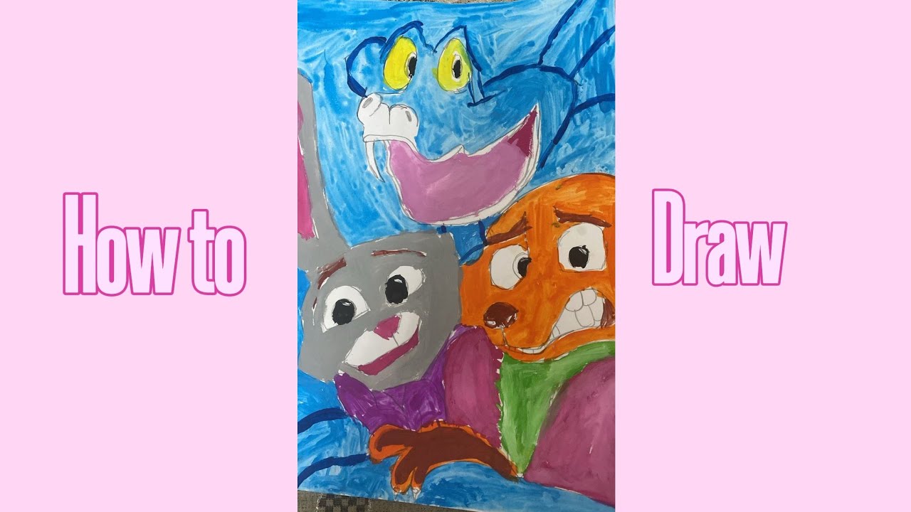 How to DRAW Nick,Judi and Gary De'Snake. Zootopia 2