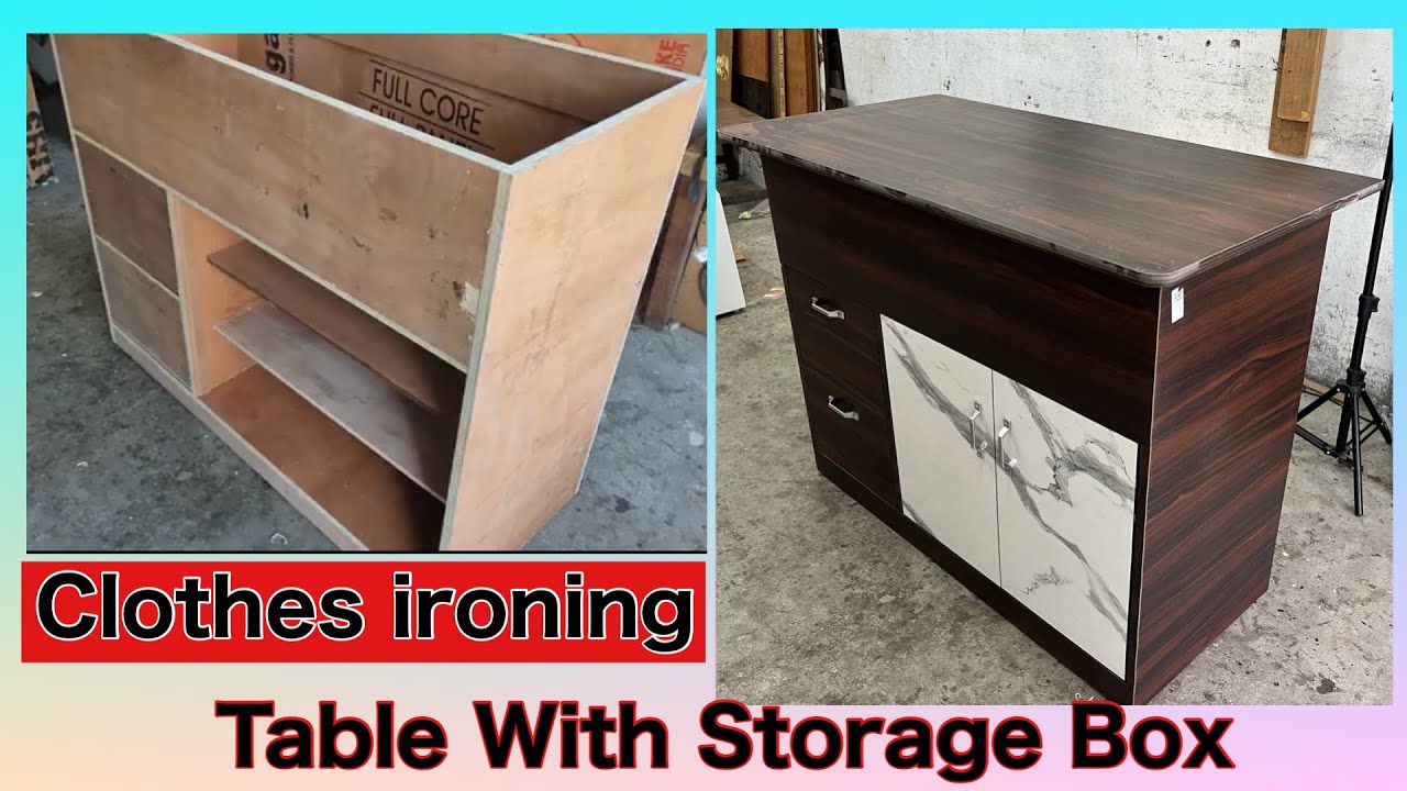 Wooden ironing Table with Storage | wooden table diy