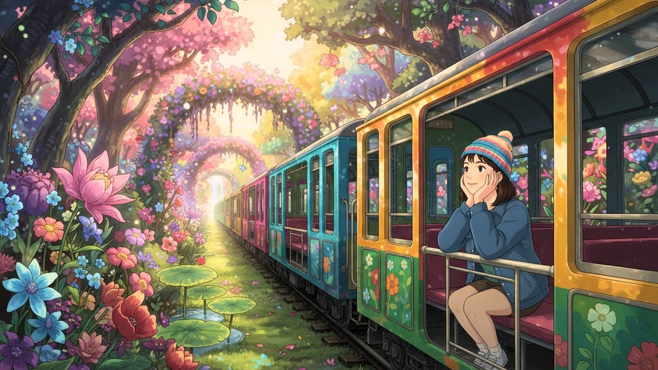 Misty Morning Train Ride | Antique Greenhouse & A Warm Return - Cozy  |  ASMR  | Ghibli Style