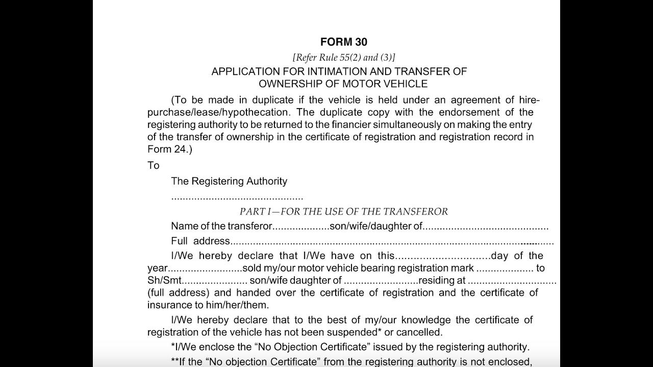 How to Fill Form 29 And 30 For Vehicle Transfer in 2024 ?