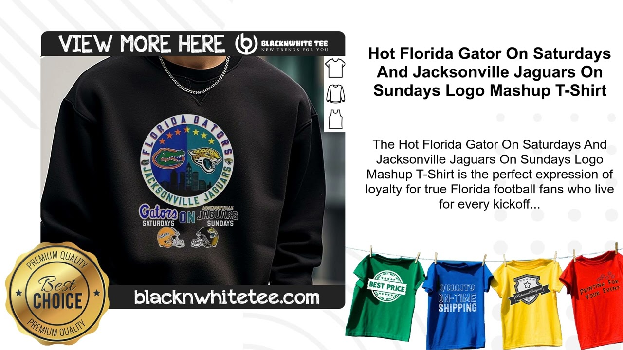 Hot Florida Gator On Saturdays And Jacksonville Jaguars On Sundays Logo Mashup T-Shirt