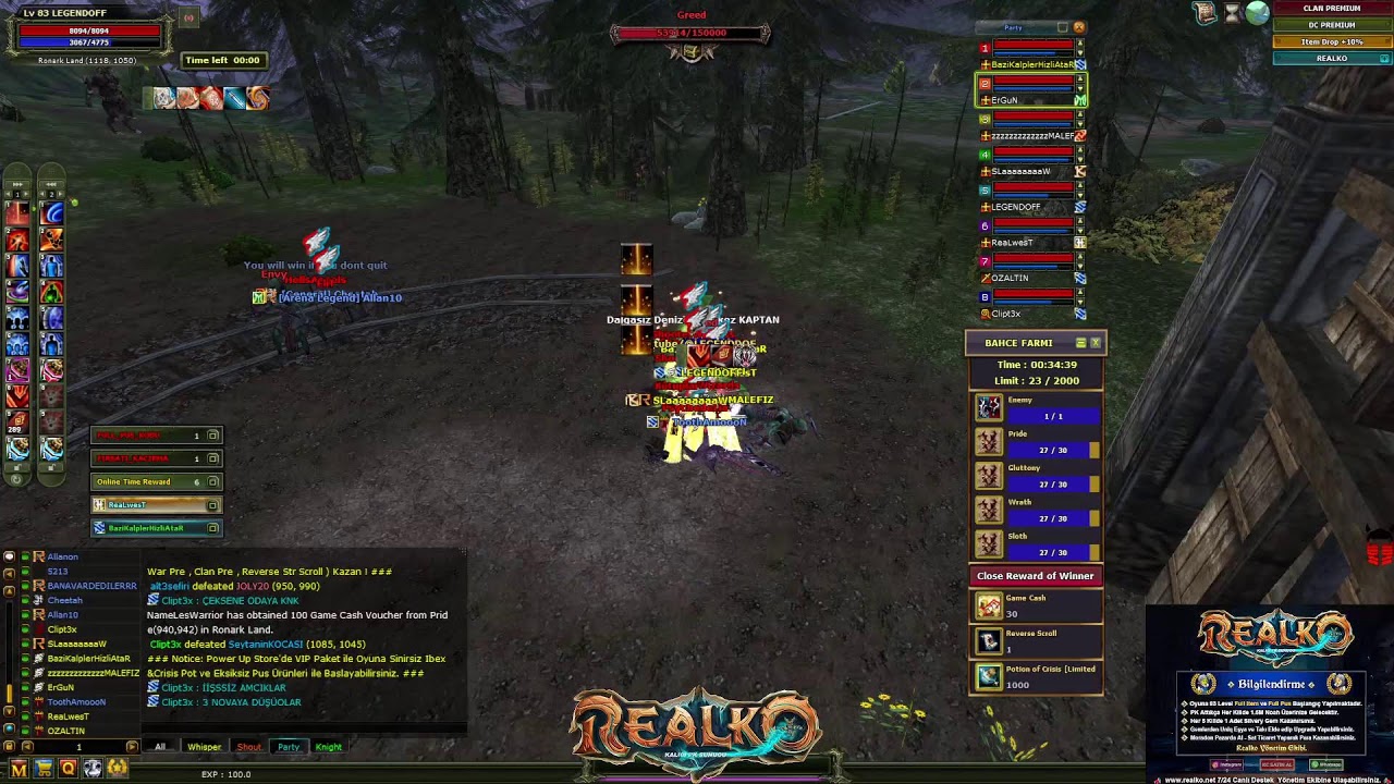 REALKO [LEGENDOFF] REALKO 83 LVL PK SERVER | | BAH&Ccedil;E FARM |
