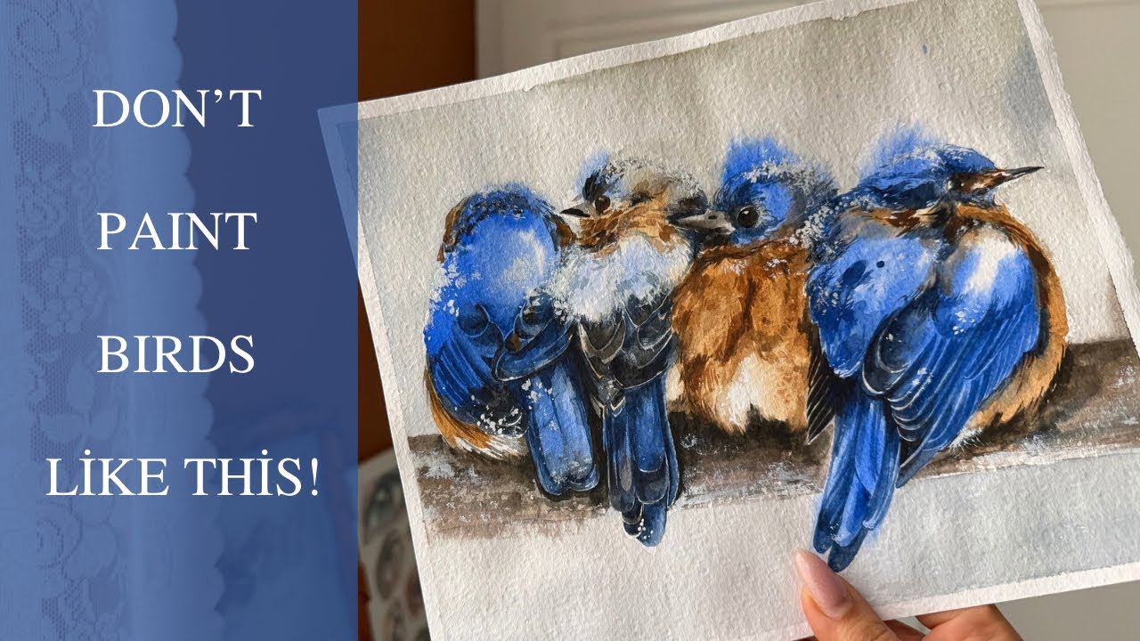 Watercolor Blue Birds Painting | Stunning Bird Art with Vibrant Colors