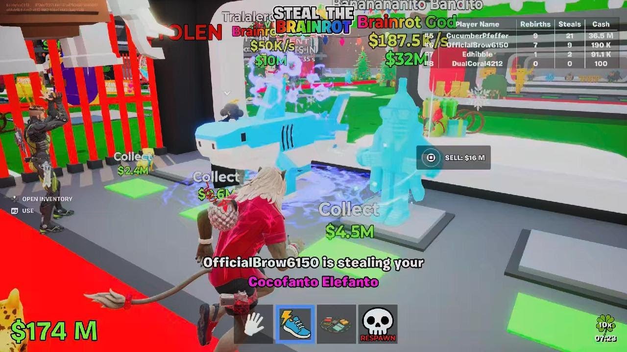 STEAL THE BRAINROT FORTNITE GAMEPLAY
