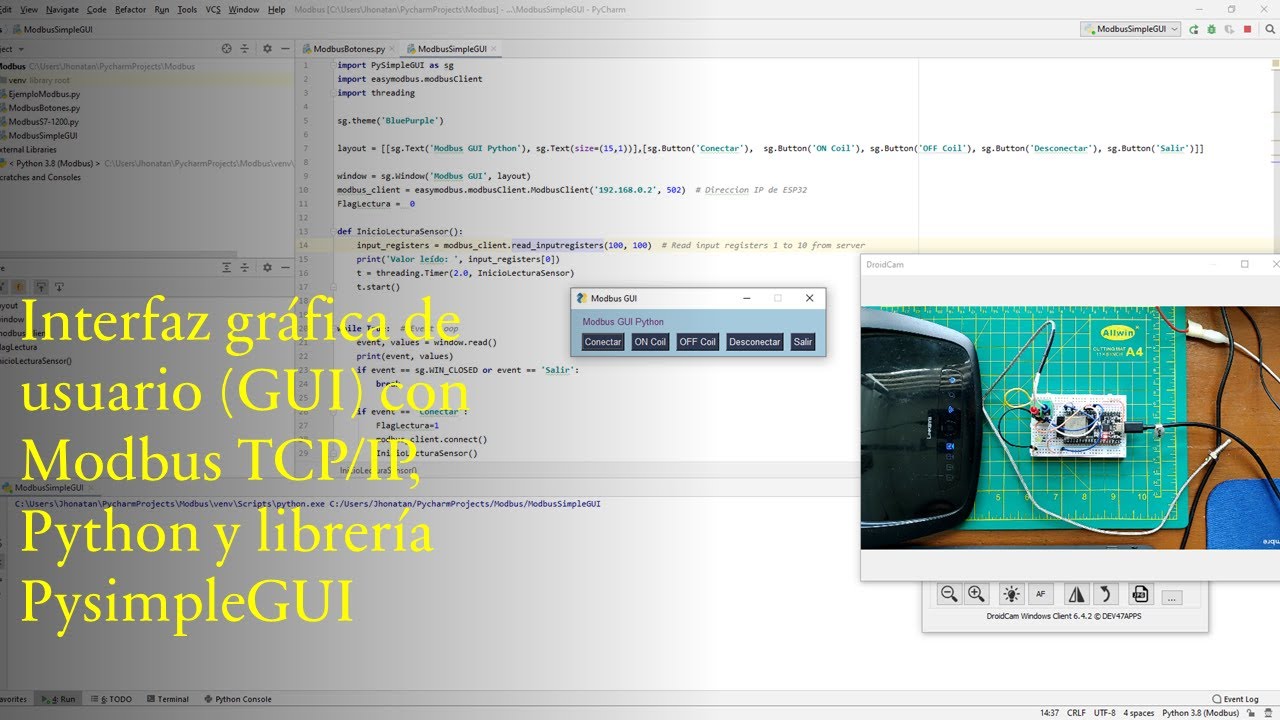 Desarrollo de interfaz gráfica (GUI) para trabajar con MODBUS TCP/IP a través de Python