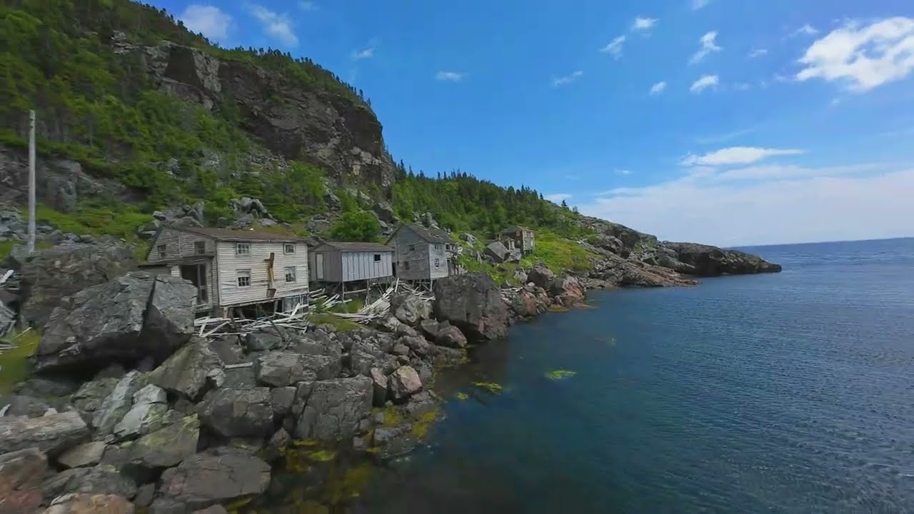 Flying Around Round Harbour - A Resettled Community On Newfoundland's Baie Vert Peninsula - 4K