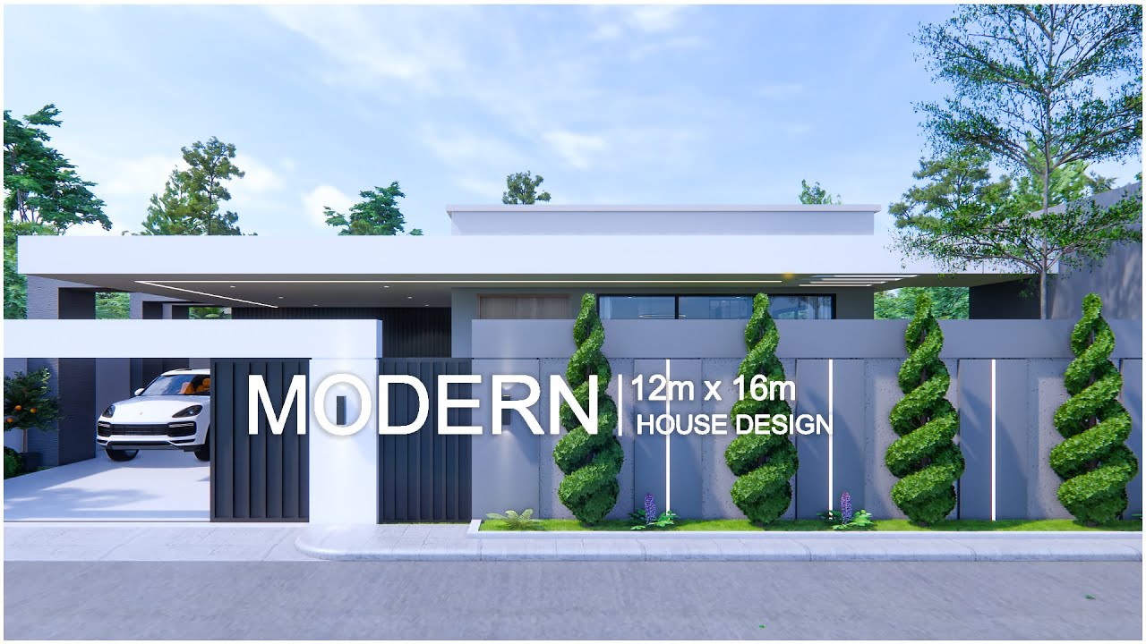 Modern House | House Design 12m x 16m One storey (4 Bedroom)