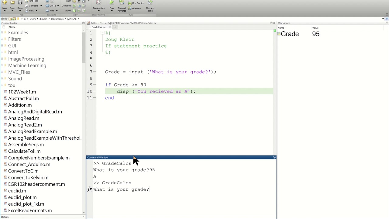 If Statements in Matlab