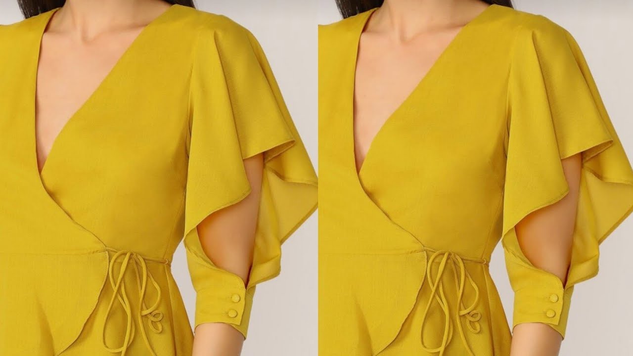 Simple flutter cuffed sleeve cutting  (DETAILED)