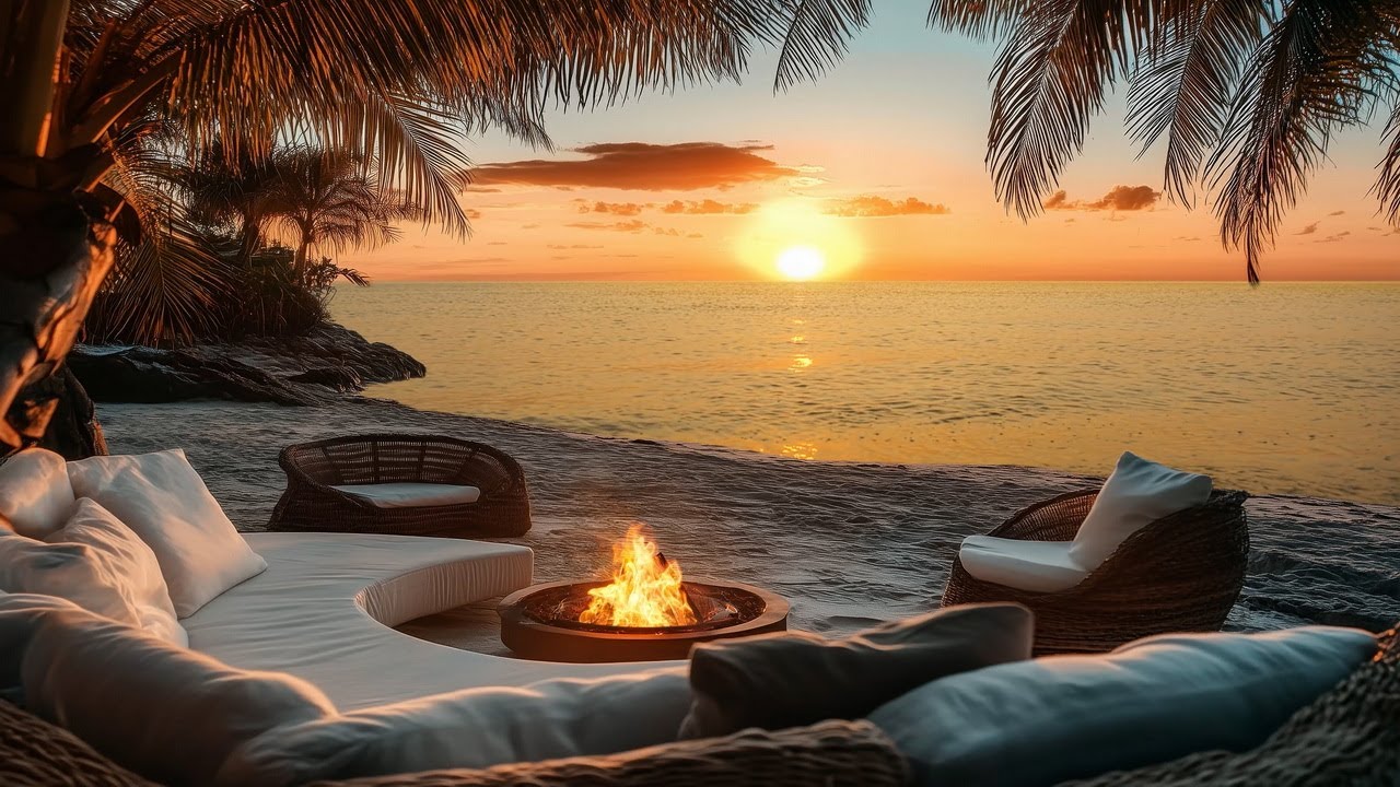 Tropical Jazz Serenade at Sunset | Elegant Piano Playlist & Ocean Breeze