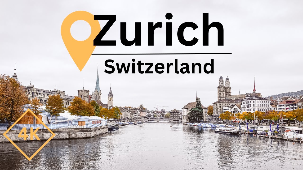 Afternoon walk at Zurich, Switzerland 4k 60 fps (cloudy autumn day) - old town, city center & lake