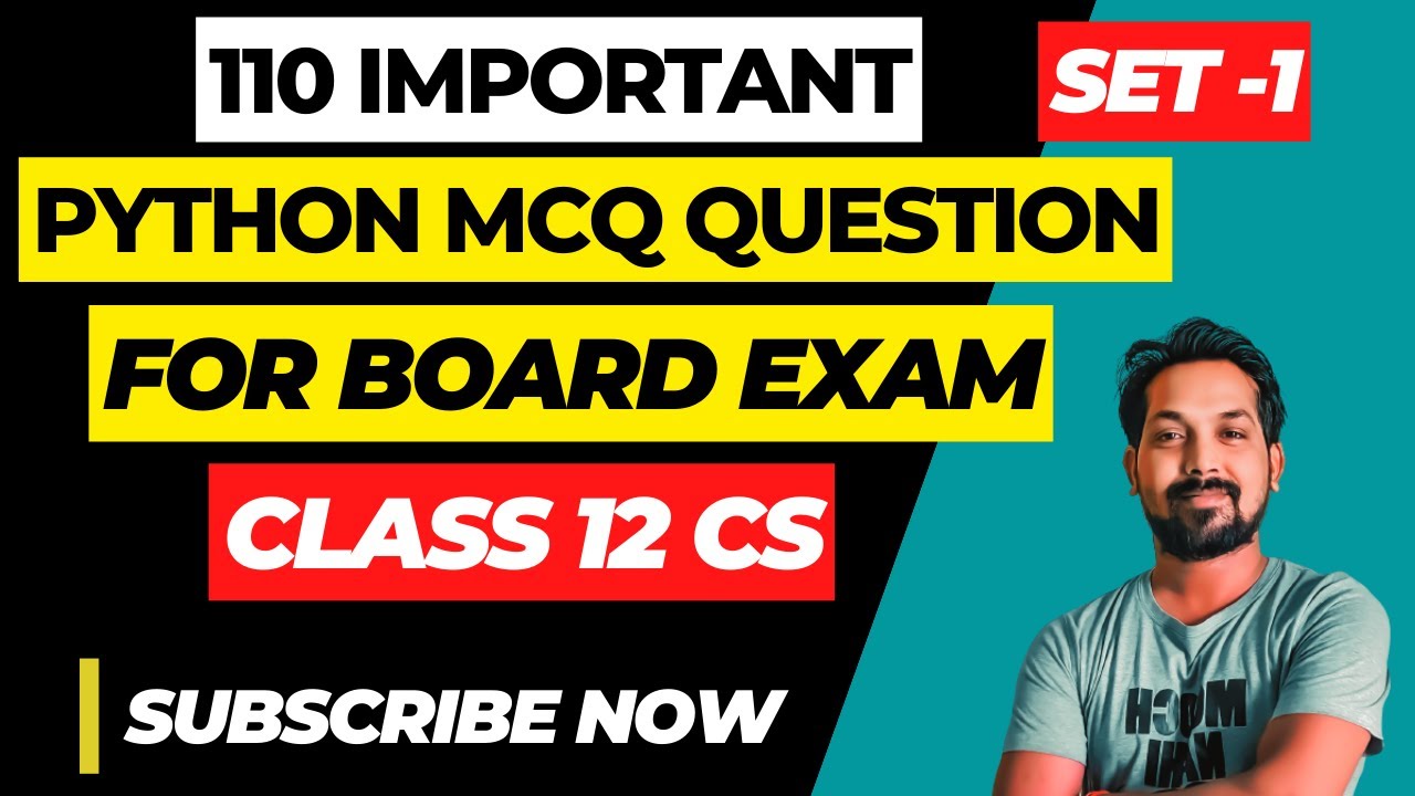 Python important MCQ Questions for Board Exam | PART 1 | Class 12 Computer Science | CBSE Board