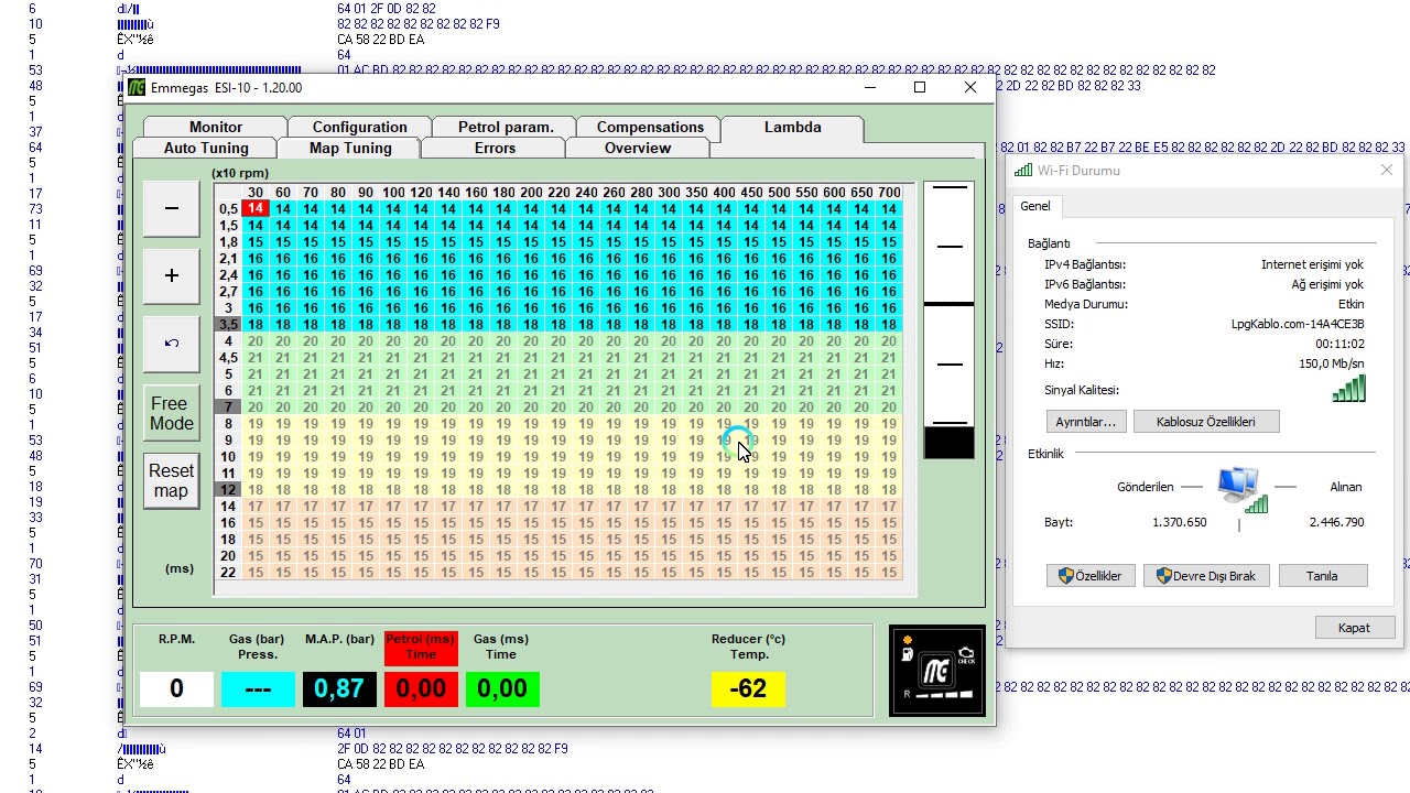 Emmegas Kablosuz Lpg ayar cihazı test. Emmegas ve Ag grubu Wifi Lpg interface Test on Emmegas Esi10