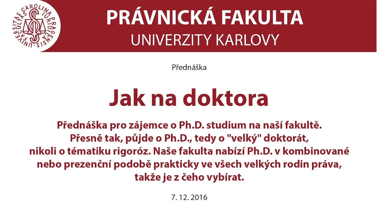 Přednáška: Jak na doktora