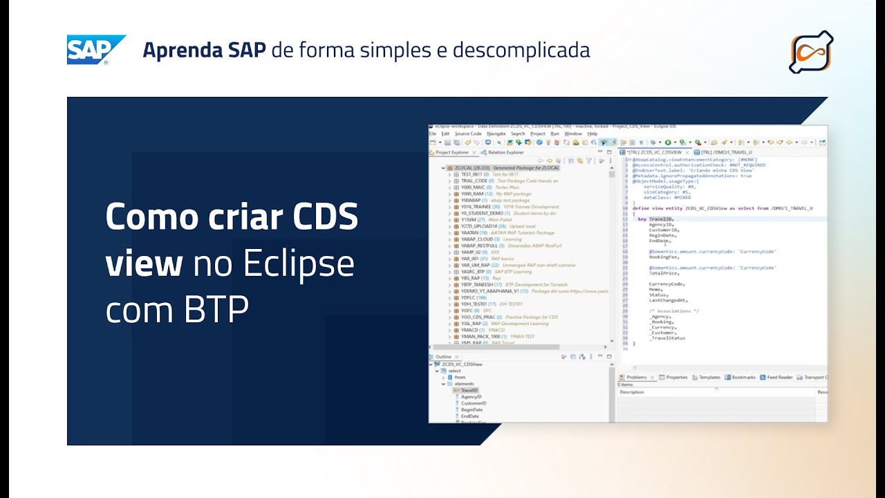 Como Criar uma CDS View no Eclipse com BTP
