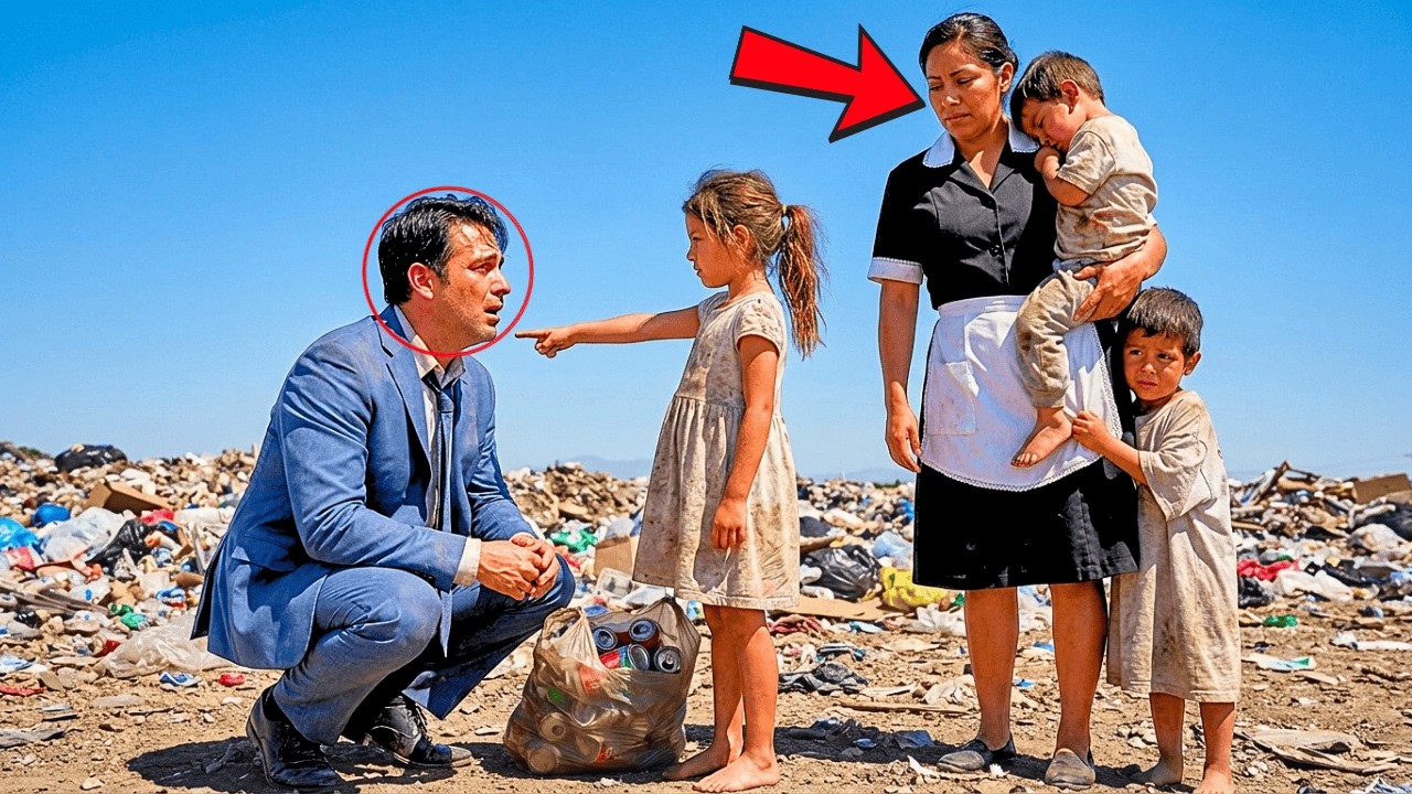 EL MILLONARIO SIGUIÓ A LA EMPLEADA Y LA VIO CATANDO BASURA CON SUS HIJOS... LA MAYOR REVELÓ TODO