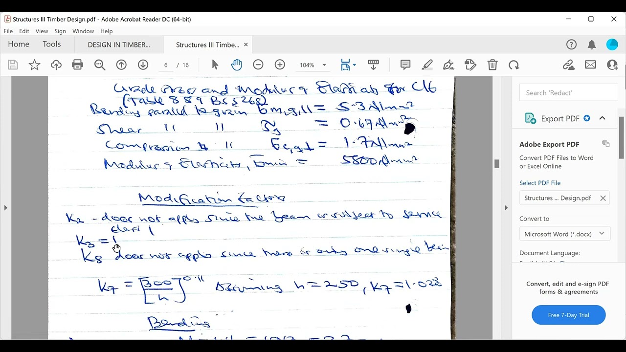 SOLVED TIMBER BEAM DESIGN EXAMPLE