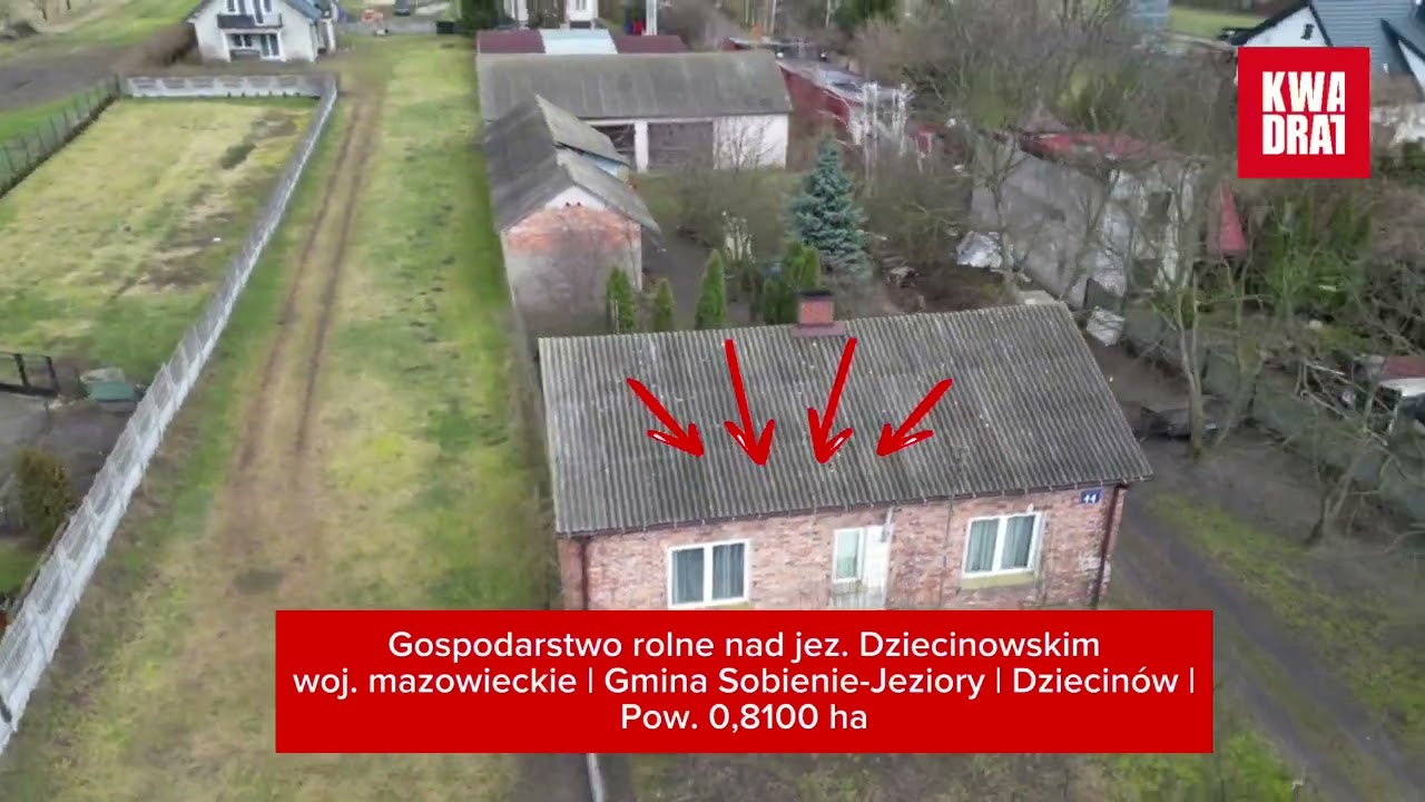 Gospodarstwo nad jez. Dziecinowskim I G. Sobienie-Jeziory I Dziecinów I Pow. 8100 m2 za 510 000 zł