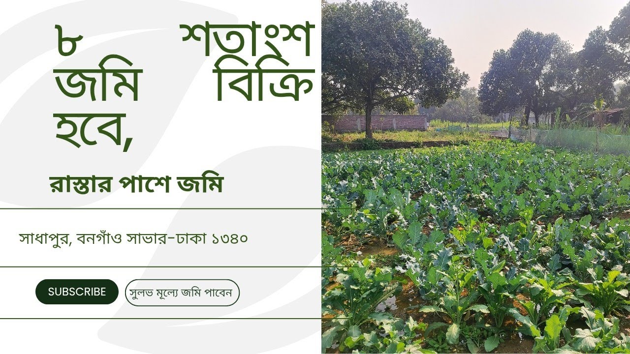 Land for sell. ৮ শতাংশ জমি বিক্রি হবে, সাধাপুর, বনগাঁও,সাভার-ঢাকা ১৩৪০
