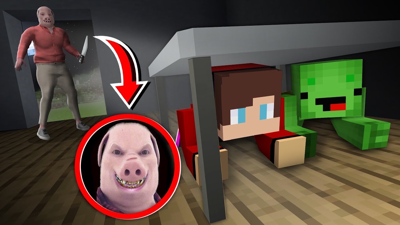 Джей-Джей и Майки ПРЯЧУТСЯ от СТРАШНОГО ДЖОНА ПОРКА, который бросает ВЫЗОВ в Minecraft &mdash; Maizen