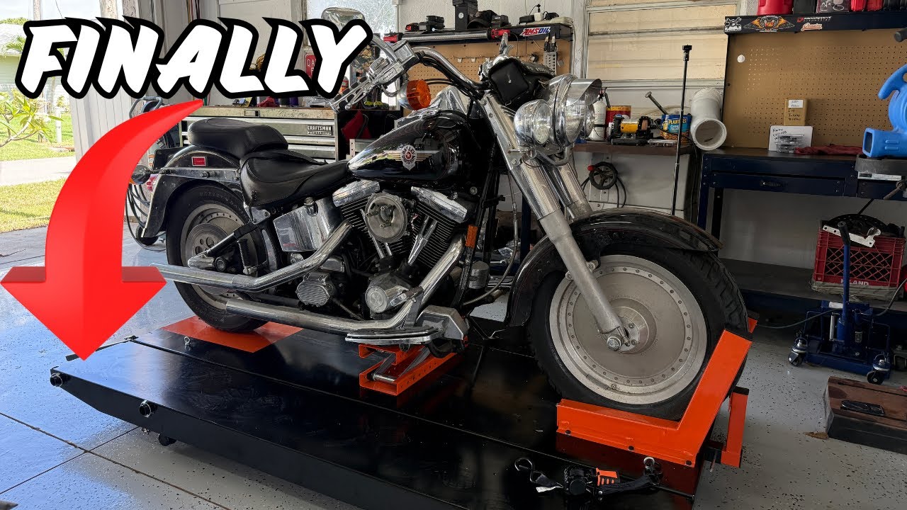 I Bought A Motorcycle Lift Table Taking DIY To The Next Level On My Harley Davidson Fatboy