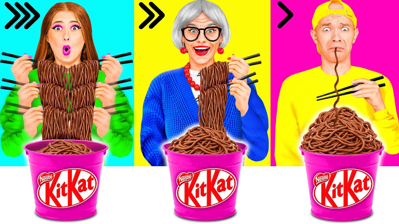 Быстрая Средняя или Медленная Скорость Еды Челлендж | Удивительные Кухонные Рецепты от Happy Funny