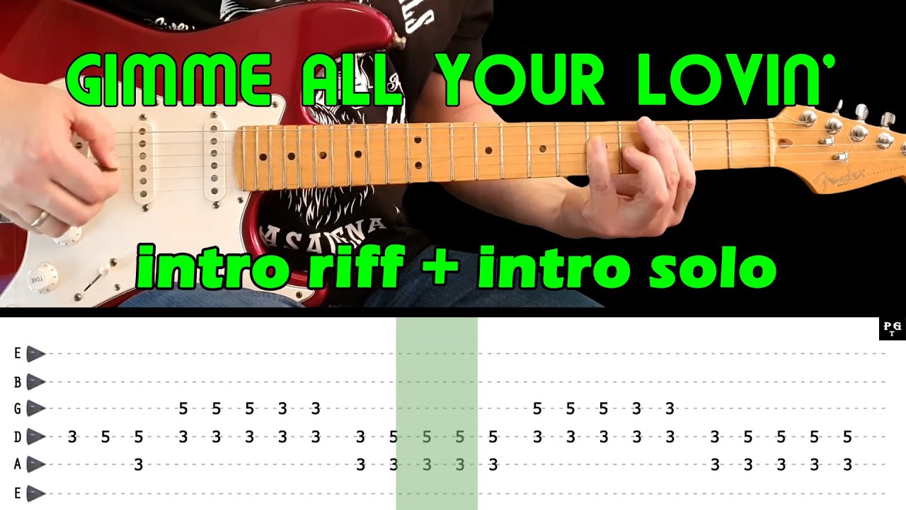 GIMME ALL YOUR LOVIN' - Guitar lesson - Intro Riff + intro solo (with tabs) - ZZ Top