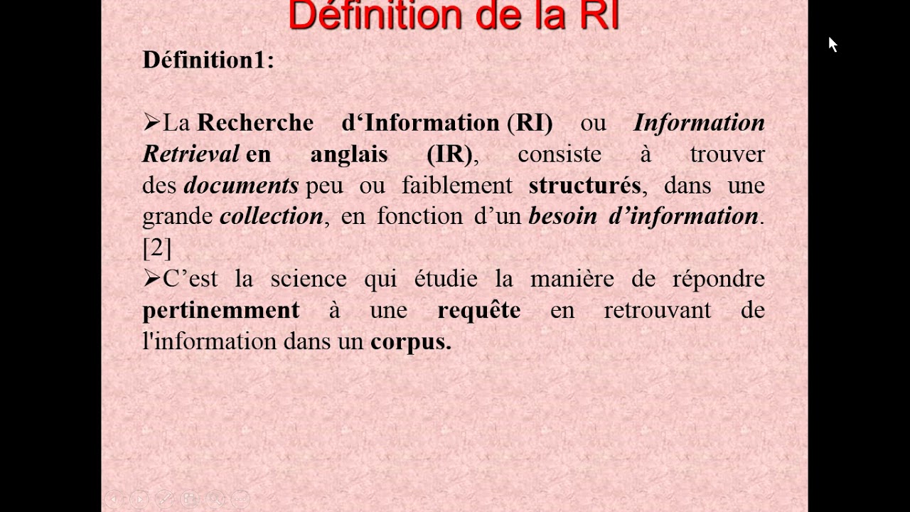 Recherche d'Information : Introduction Générale  Partie 1