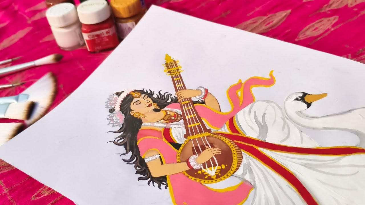 Sarswati mata painting | painting | painting tutorial 