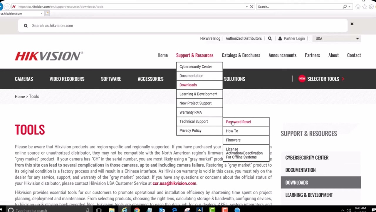 Как сбросить пароль Hikvision метод SADP