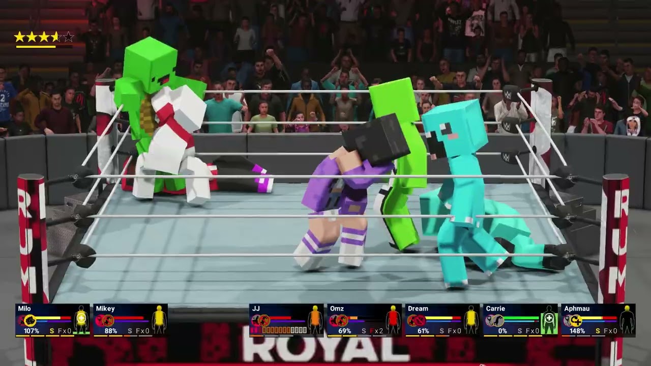 JJ vs. 10 Minecraft Youtubers Royal Rumble Match | Maizen Minecraft