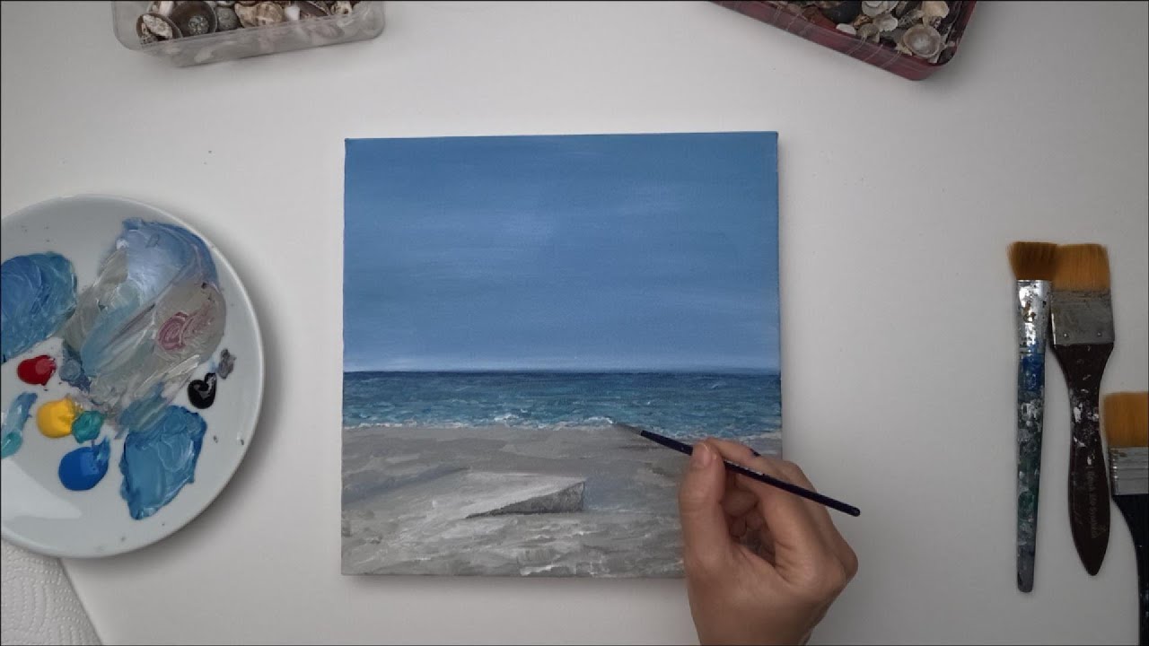 Calm Sea Horizon – Real Time Painting with Relaxing Music | Minimal Ocean Art