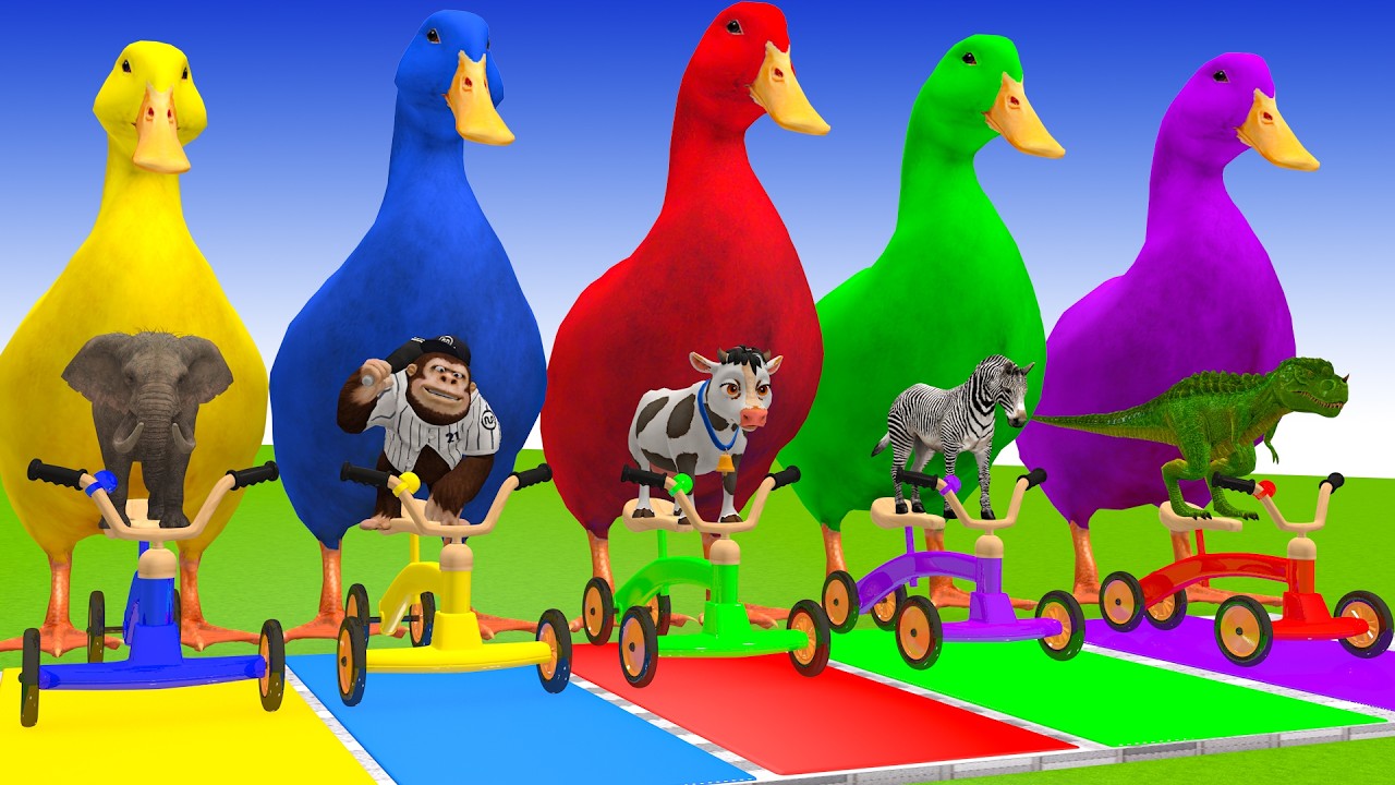 Long Slide Game With Cow Elephant Gorilla Hippopotamus Tiger 3d Animal Game Funny 3d Animals
