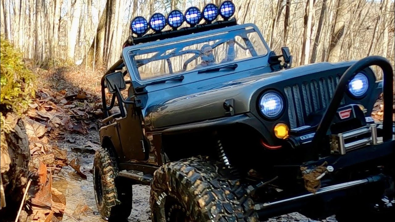 NEW AXIAL CJ7 JEEP TAKES ON THE WASH OUT (WINCH NEEDED)